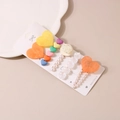 4-piece pearl hair clip set with colorful hearts, white roses, and mint green accents - I Style-Yellow Heart Style