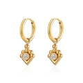 Gold plated woven heart hoop earrings with sparkling zircon gemstone for women - Single Zircon Round Pendant / Gold