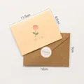 Vintage floral greeting card set with brown kraft envelope and round seal sticker - Style B - HK8019 Flower Whisper Card