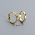 Minimalist S925 sterling silver hoop earrings in gold finish with 9mm diameter size - 9mm Gold