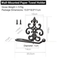 European vintage black cast iron paper towel holder with detailed dimension markings - 8499 Paper Towel Holder / Black