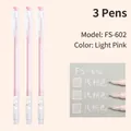 Set of 3 light pink gel pens with transparent barrels for drawing and note-taking - Light Pink Single Color 3-Pack