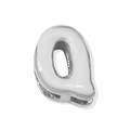Vintage bubble style 3D letter Q pendant with polished silver metallic finish charm - Letter Q / Steel