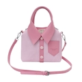 Pink and purple minimalist PU leather crossbody bag with unique shirt collar button design - Pink