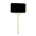 Natural wood T-shaped garden plant labels with black chalkboard surface for markers - Rectangle