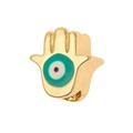 18K vergoldeter Hamsa-Hand-Anhänger mit blauem Auge-Perle für DIY-Schmuckherstellung - Cyan