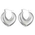Polished silver chunky heart hoop earrings with minimalist mirror finish for women - Steel Color Thickened Heart Hoop (N-468)