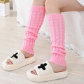 Pink cable knit leg warmers for women in thick wool-like fabric for winter boots - One Size / Pink