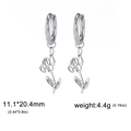 Minimalist silver 304 stainless steel floral earrings measuring 11.1 by 20.4 millimeters - Steel Color Iris