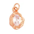 Rose gold organic shaped pendant with oval cubic zirconia stone DIY jewelry part - L229092-Clear Rose Gold