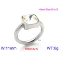 Ring van titaniumstaal met zilveren band en vierkante heldere zirkoon in modern design - US 6 / Staalwit
