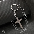 Gothic gunmetal cross keychain featuring engraved religious text and silver studs - Black 010-7 (Engraved Scripture Cross)