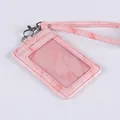 Pink marble pattern ID badge holder with matching lanyard and metal lobster clasp - Hand Strap Set / Pink