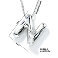 Silver 3D balloon letter N necklace pendant with sparkling zircon and 45cm chain - Letter N (N01068-N)