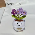 Handmade crochet purple flower potted plant with positive quote card and cute smiling pot - Positive Potted-White Pot Forget-me-not