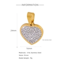Goldener 316L Edelstahl Herzanhänger mit Zirkonia-Besatz, Größe 24mm mal 16mm - Kleines Herz mit Zirkonia-HP0001G4-2