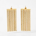 Elegant gold-tone S-shaped chain tassel earrings with minimalist spiral metal texture - Gold (KDE2428)