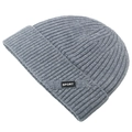 Grey wool ribbed knit cuff beanie hat with a small black SPORT label for winter. - Adjustable / Light Gray