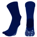 Dark blue non-slip toeless yoga socks with split-toe design and white silicone grips - Navy Blue