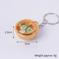 Miniature shrimp noodle bowl keychain with gold bowl and silver metal ring, 3cm diameter - 3cm Gold Bowl-No.21 (Keychain)