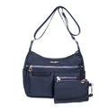 Waterproof navy nylon crossbody bag set with multiple pockets and gold hardware - Blue