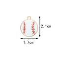 Weißer Baseball-Anhänger mit roten Nähten und Goldrand, Größe 2,1 cm mal 1,7 cm - Baseball