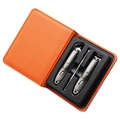 Professional stainless steel manicure set in a compact orange leather carrying case - Type A (Gun Grey) - 3Pcs Set Boxed