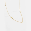 Elegant gold S925 sterling silver necklace with letter F pendant and zircon stones - Letter F / 925 Sterling Silver Plated With 18k Gold