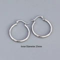 Minimalist 925 sterling silver hoop earrings with 25mm inner diameter and S925 hallmark - Inner Diameter 25mm / White Gold