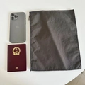 Detailed macro view of dark grey nylon organizer pouch with metallic silver zipper closure - 30*23 / Gray
