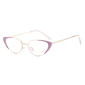 Occhiali cat-eye con montatura in metallo dorato e strass viola per donna - Viola Oro