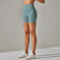 Dames yoga shorts met hoge taille in grijsblauw met een zachte matte afwerking - XS / Mysterieus Groen
