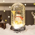 Luminous Christmas snow globe with snowman and silver mirror base holiday ornament - Snowman
