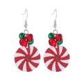 Christmas alloy earrings featuring red and white striped pendants with festive bells - 2. Color Plate