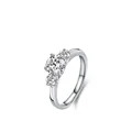 Elegant S925 sterling silver ring with three round brilliant cut cubic zirconia stones - US Size 5 / Silver