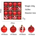 Set van 16 rode kerstballen van 6 cm in verschillende afwerkingen en patronen - Rood