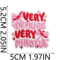 Close-up of Very Demure embroidery patch with pink bow and star details for accessories - Slogan Bowknot Style