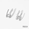 Pendientes vintage plateados con perlas y circonitas de diseño francés para mujer - Plata (PD3519)