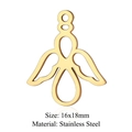 Golden 16x18mm stainless steel angel cupid hollow pendant with wings for DIY jewelry - Gold Abstract Angel-16x18mm