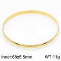 Polished gold 5.5mm titanium steel bangle with minimalist circular smooth finish - Single Gold Smooth Bangle (KB183722-LO)