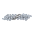 Elegante pinza de pelo de lazo plateado con circonitas brillantes y acabado metálico - Estilo de Circonita en Forma de Pera en Racimo (HS-J6738S) / Plateado