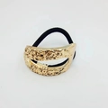 Golden hair cuff with irregular lava texture and black elastic band for ponytails - Irregular Lava Texture (2 Hair Ties)
