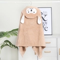 Soft coral fleece hooded baby towel with cute rabbit ears in a light camel color finish - Khaki Rabbit
