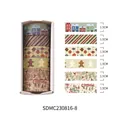 Set di 6 nastri washi natalizi con motivi festivi di pan di zenzero e bacche rosse - Stile Bacche in Scena Innevata Europea (SDMC230816-8)