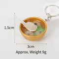 Miniature 3cm golden bowl keychain with lifelike dumpling soup and resin green onions - 3cm Gold Bowl-No.11 (Keychain)