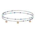 Détail d'une chaîne de taille perlée à double rang avec perles bleues et pendentifs dorés - #15 Style Rond Mat