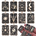 Tarot card charms in black and gold finish featuring Sun, Moon, and Star designs - 10Pcs Mixed Set