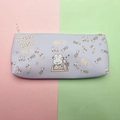 Close-up of lilac PU leather pencil case featuring cute Sweet Bear and rabbit prints - Rabbit-Light Purple