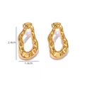 Detail view of wavy organic 18k gold earrings with size specs 2.4cm by 1.4cm - JH0107 / Gold