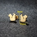 Orecchini a lobo a scoiattolo dorati in acciaio inossidabile, 9 mm per 11 mm - Stile Scoiattolo 362 / Oro